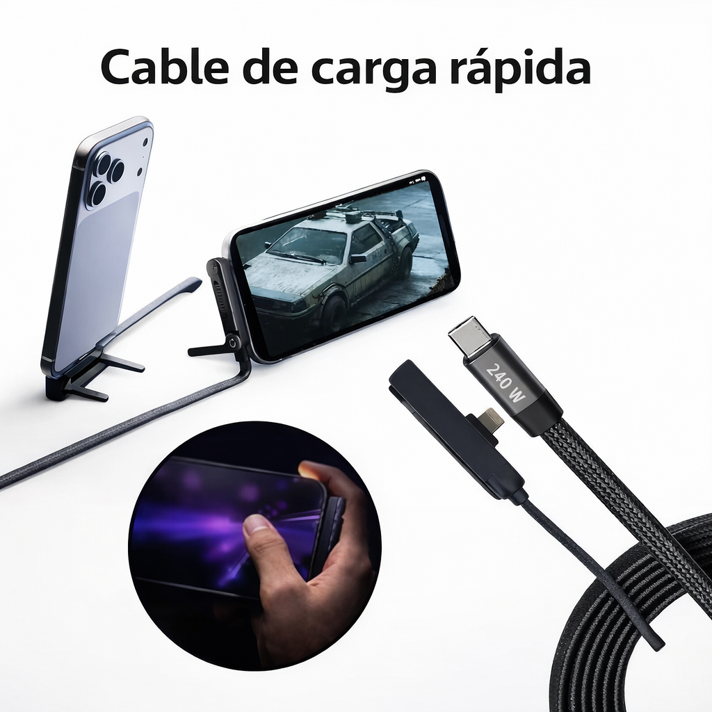 FlexCharge Pro 240W Cable + Soporte